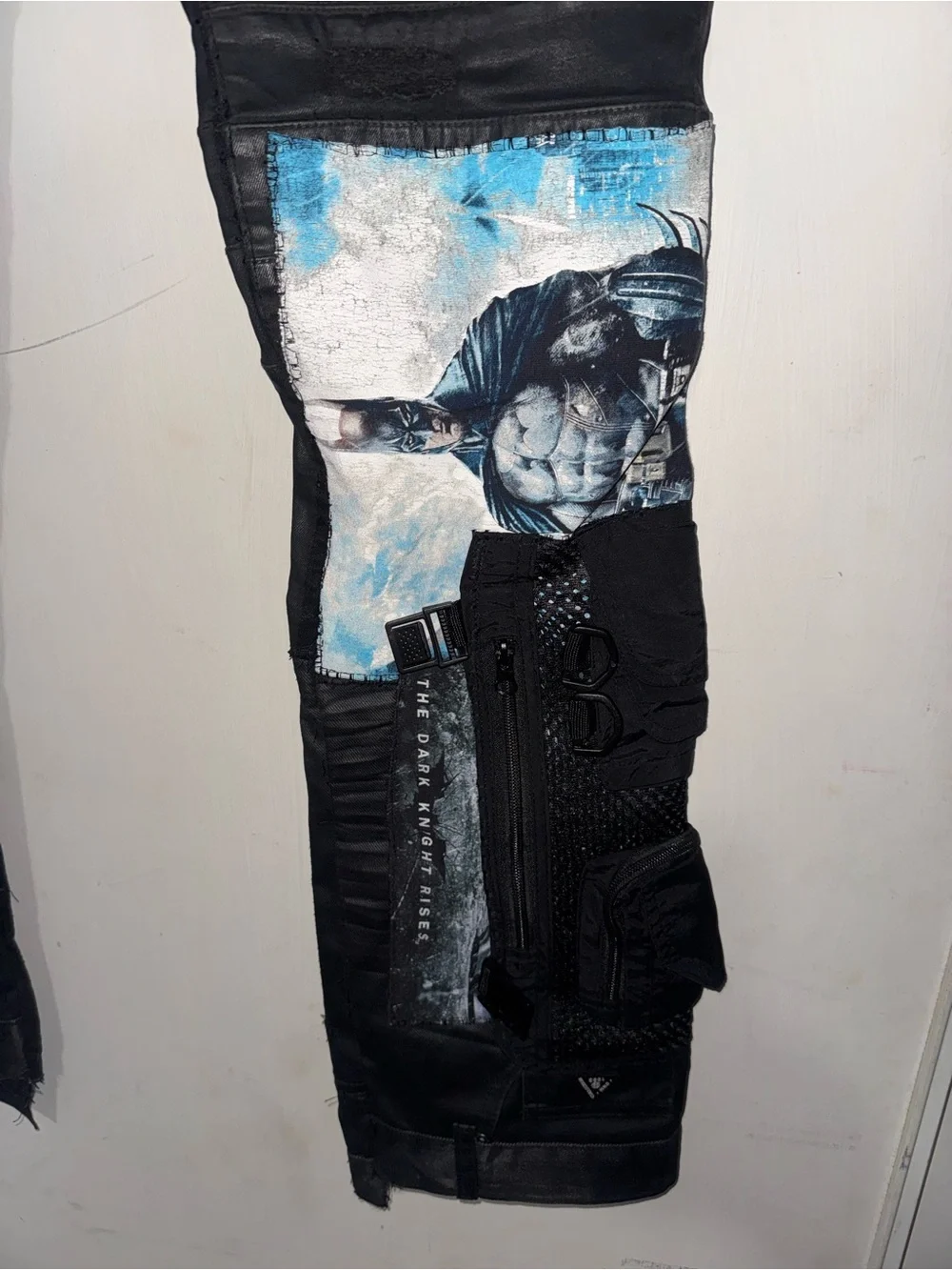 Reason Black Patchwork Graphic Slim Straight Jeans with Blue & Purple Accents